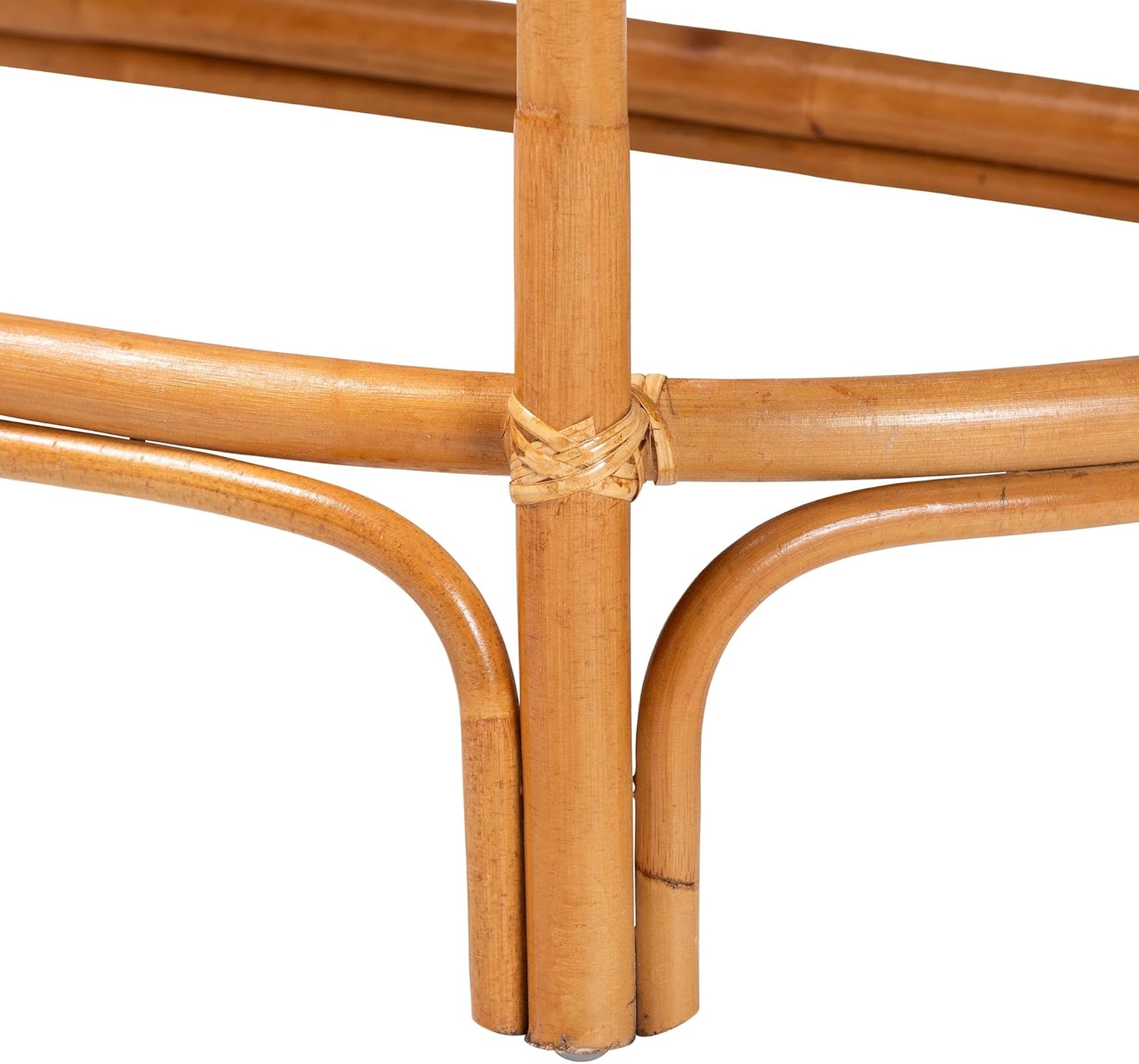 Bali & pari Wakana Natural Rattan Console Table - Handwoven Wicker Half-Moon Entryway Accent Table with Scalloped Edge Detail, Light Honey