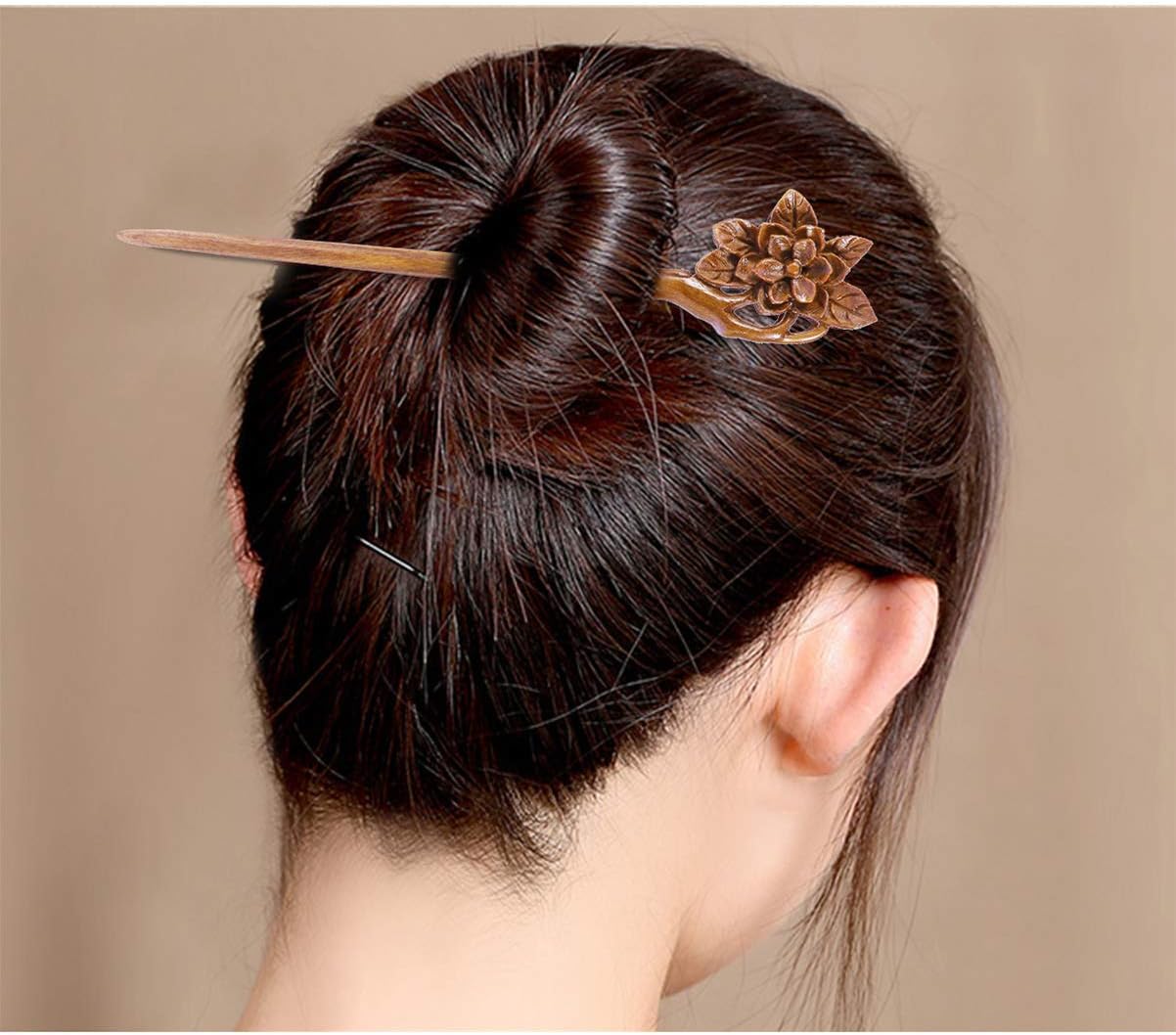 Lurrose Chinese Wooden Hair Chopsticks Orchid Hairpin Vintage Hair Stick for Women Girls Decorative Styling Accessory 7 Inches - Image 4