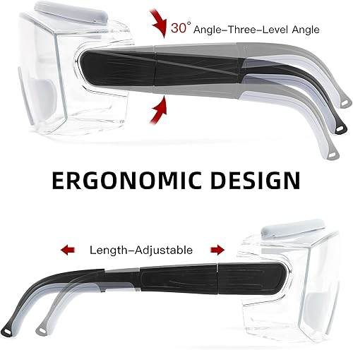 Miniatura 9 de Gafas de seguridad sobre anteojos, anti niebla, gafas protectoras con marco ajustable para hombres y mujeres