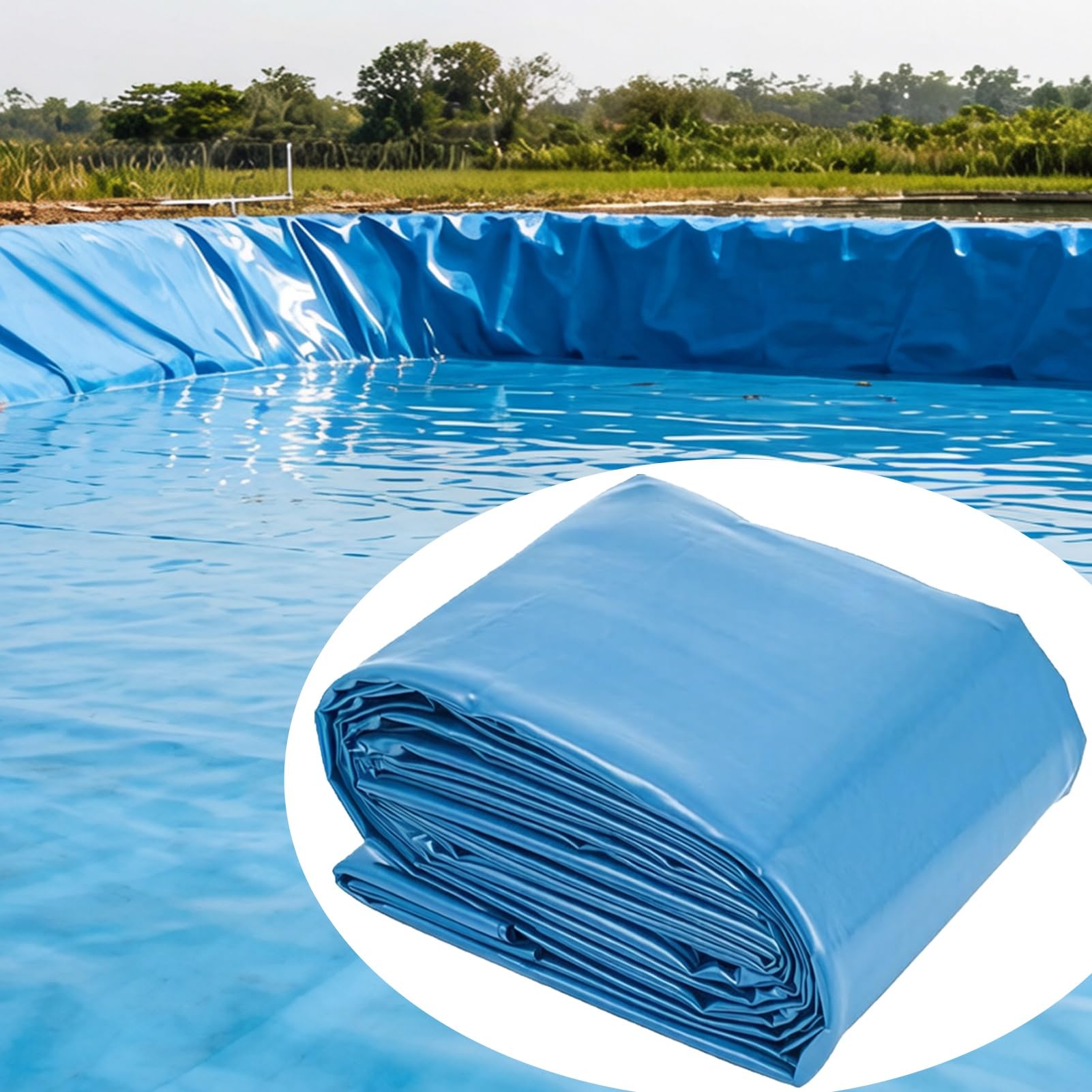 Liyadolaam Blue Pond Liner for Outdoor Ponds Heavy Duty Fish Pond Liner Waterproof UV Resistant for Surface Protection Raised Bed Waterfall Reservoirs(6x7m(19.7x23ft))