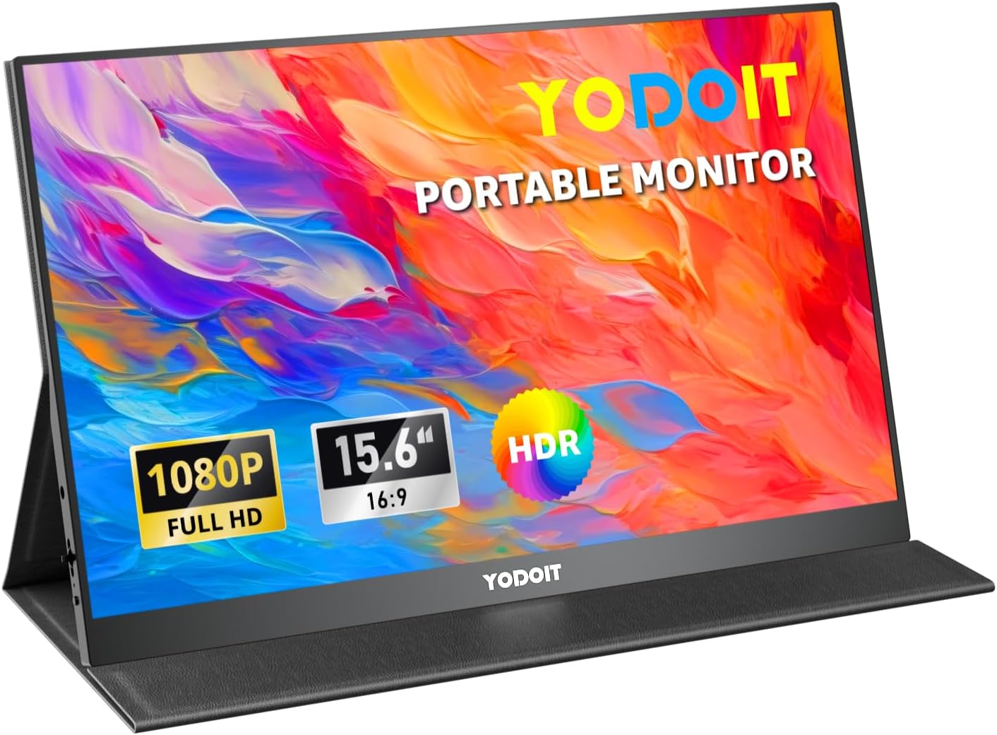 Portable Monitor 15.6" 1920ร1080 FHD Monitor Screen IPS 60HZ 72% SRGB Display with USB Type C Port and Built-in Speakers with Smart Cover Monitor Compatible with PC, Laptop, MacBook, Xbox