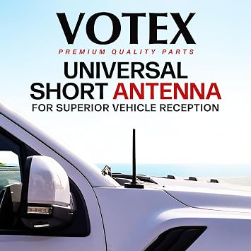 Votex Black Short Rubber 6 3/4 Inch Universal Antenna Kit - Car Wash Proof, Easy Setup, Enhanced Reception with Copper Coil, Stainless Steel Threading, Flexible & Durable Fits Cars, Trucks, SUVs
