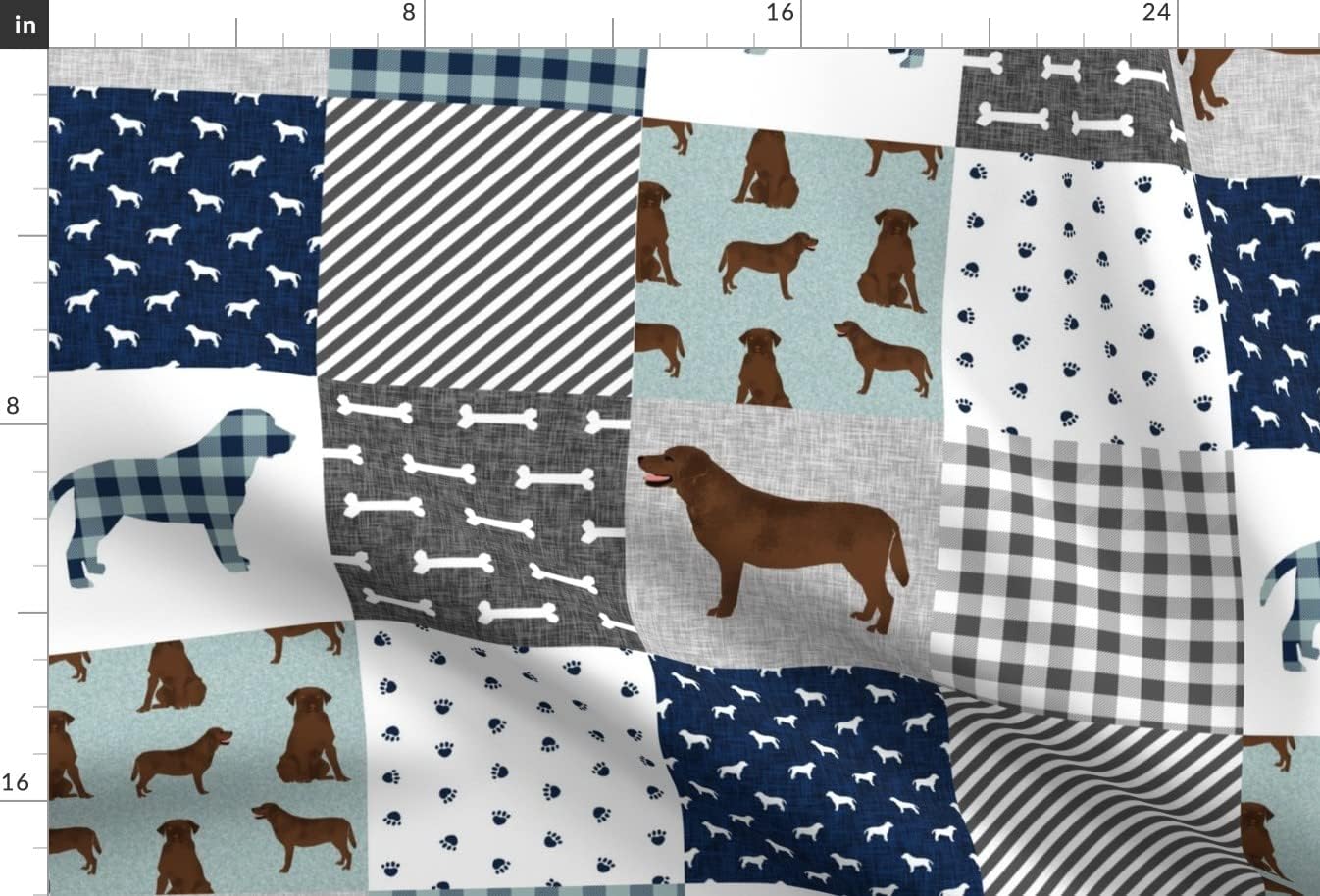 Spoonflower Fabric - Labrador Retriever Chocolate Lab Pet Quilt Cheater Dogs Patchwork Printed on Upholstery Velvet Fabric Fat Quarter - Upholstery Home Decor Bottomweight Apparel