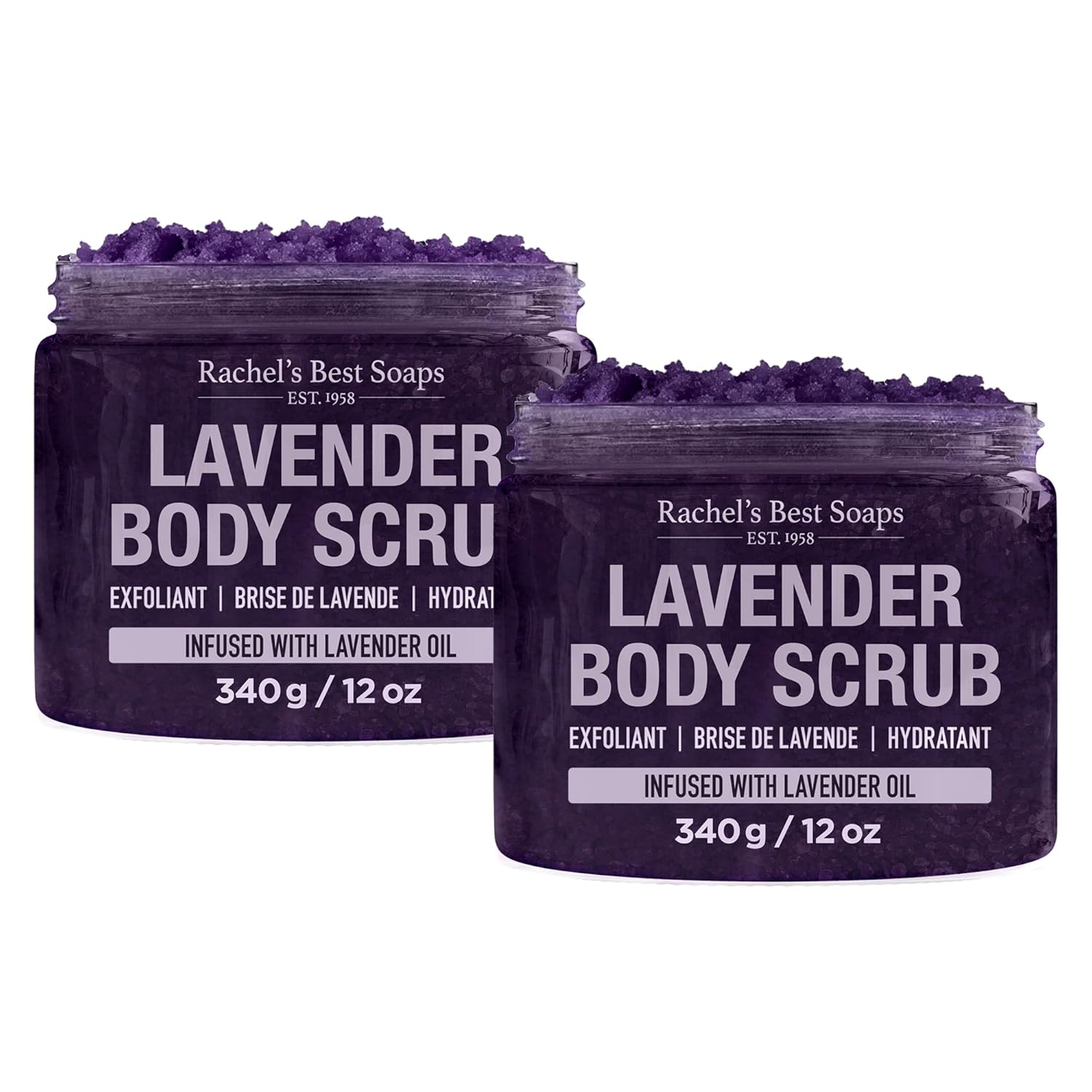 Lavender Body Scrub for Women – Exfoliating Body Scrub – Contains Sea Salt, Aloe and Shea Butter – Gently Exfoliates – 24 Oz – Pack of 2