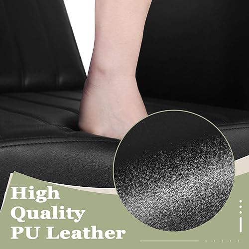 Miniatura 6 de Silla de salón negra para estilista, silla de peluquería hidráulica resistente con diseño de puntada vertical, giro de 360, altura ajustable, sillas