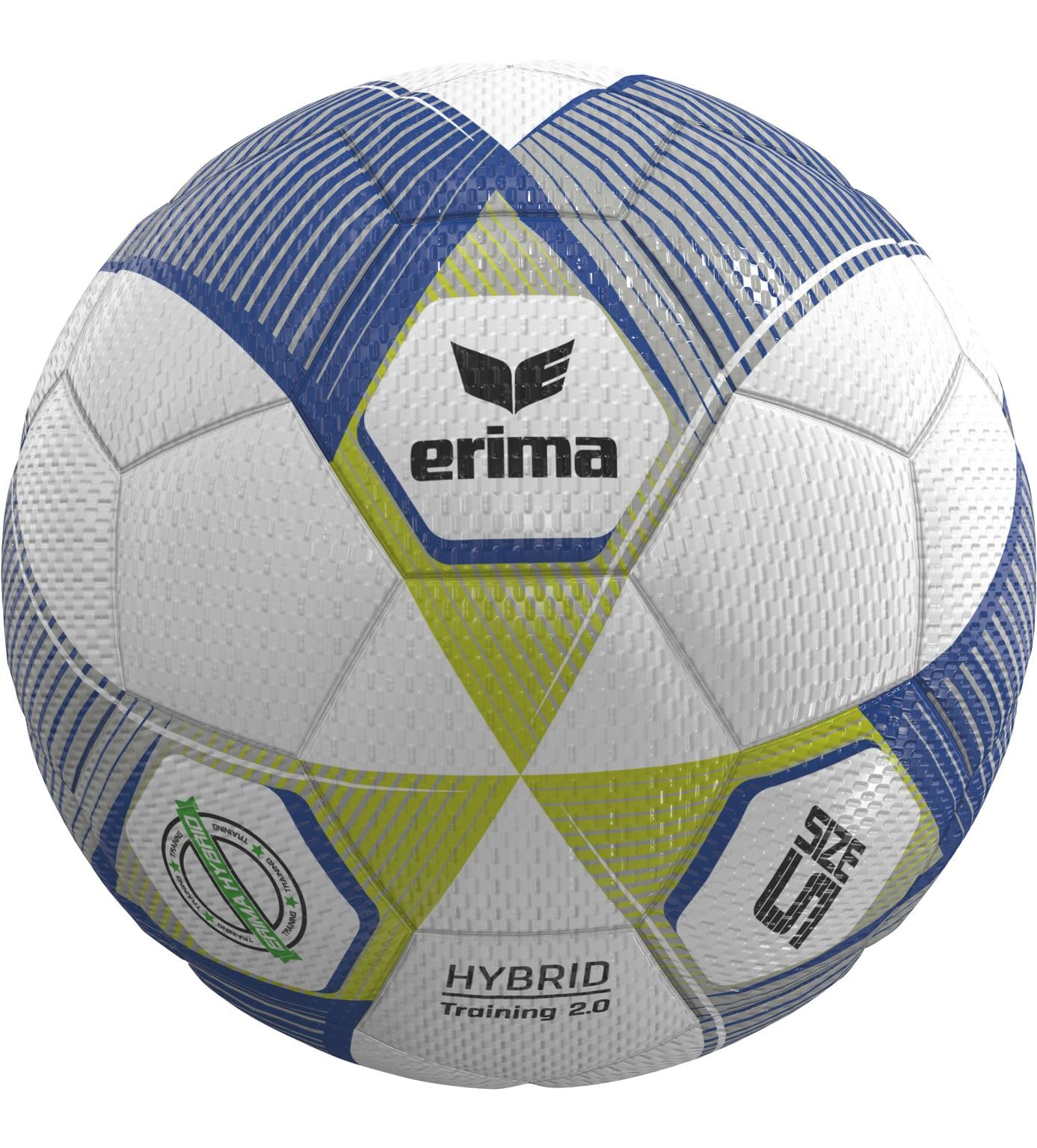erima Hybrid Training 2.0 Balón de fútbol (7192601), Metallic Blue/Silver/Lime, 5