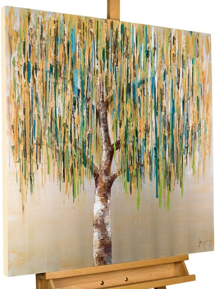 Kunstloft® Acrylic painting 'The Whispering Weeping Willow' 31x31inches handmade canvas