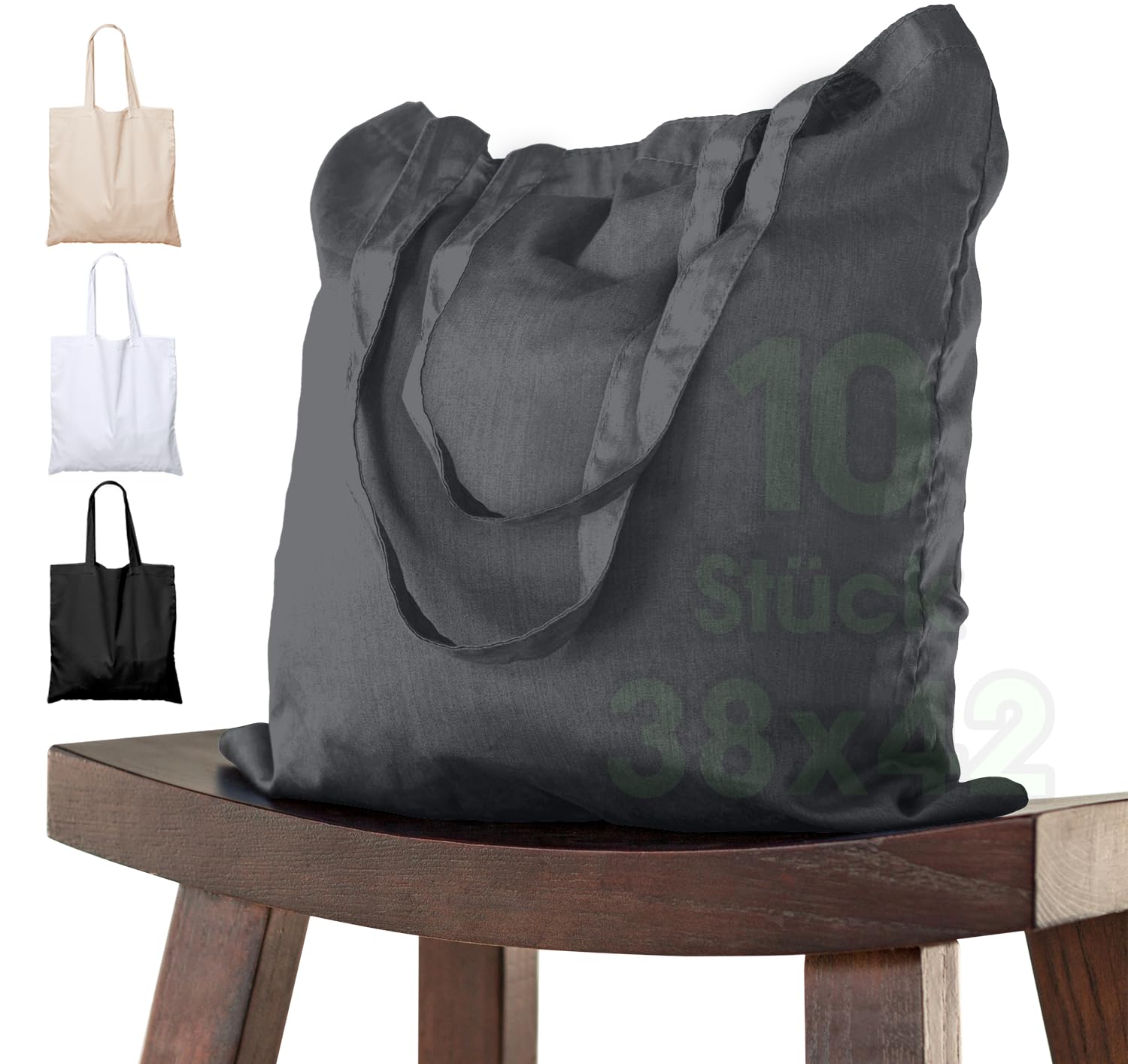 Borse In Cotone Naturali 38x42cm - Set 10 Pezzi Manico Lungo Oeko-Tex Certificato - Foto 6