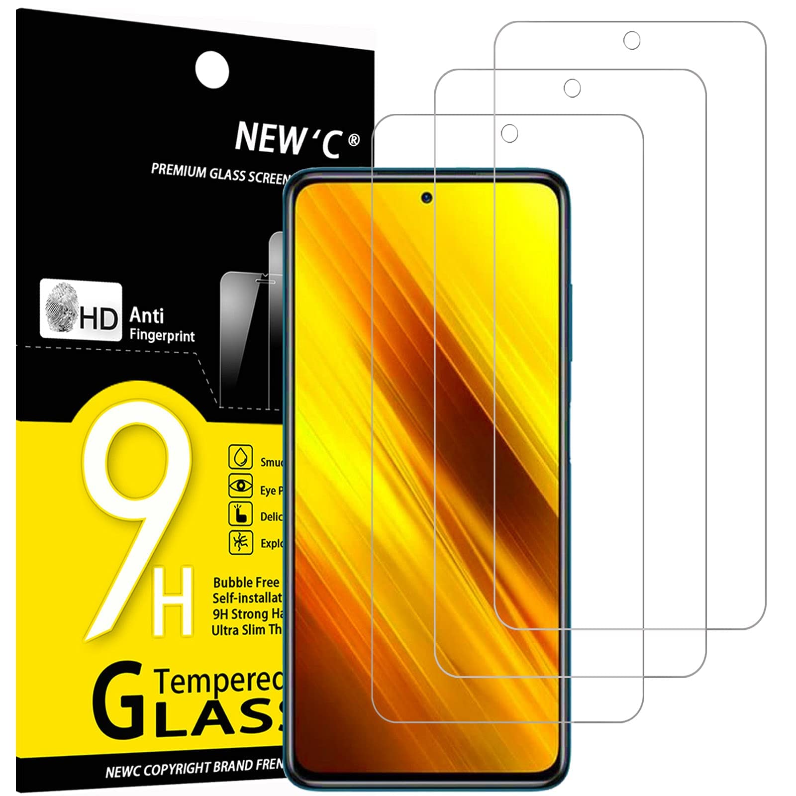 Pellicola In Vetro Temperato SCL Per POCO X3 / Xiaomi 10T / 10T Pro | 3 Pezzi, 9H, 2.5D, Anti Graffio
