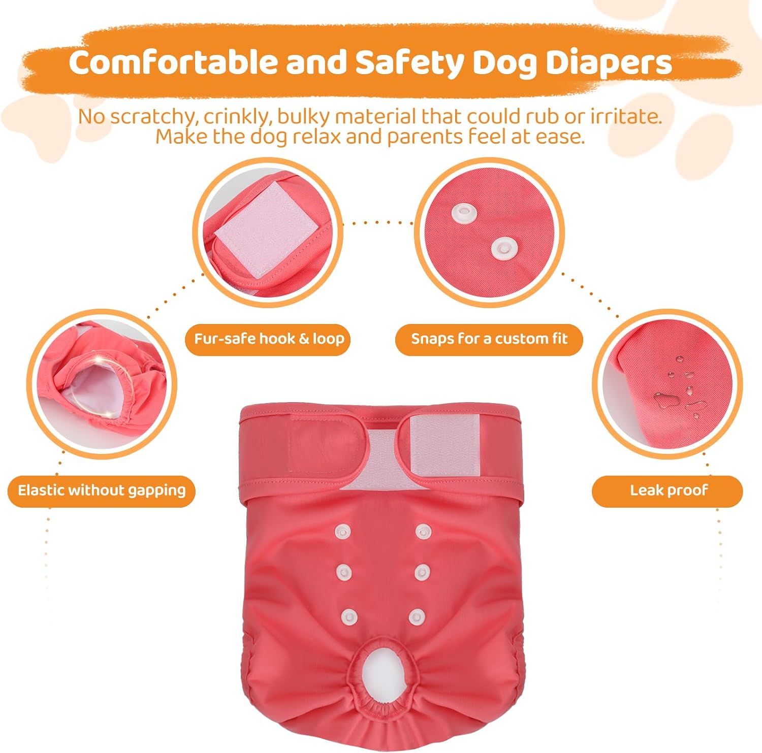 Dog Diapers Female Washable Reusable, 3-Layer Absorbent Female Dog Diapers for Heat and Incontinence, Doggie Puppy Diapers Female Period Panties (3 Pack, Extra Large)