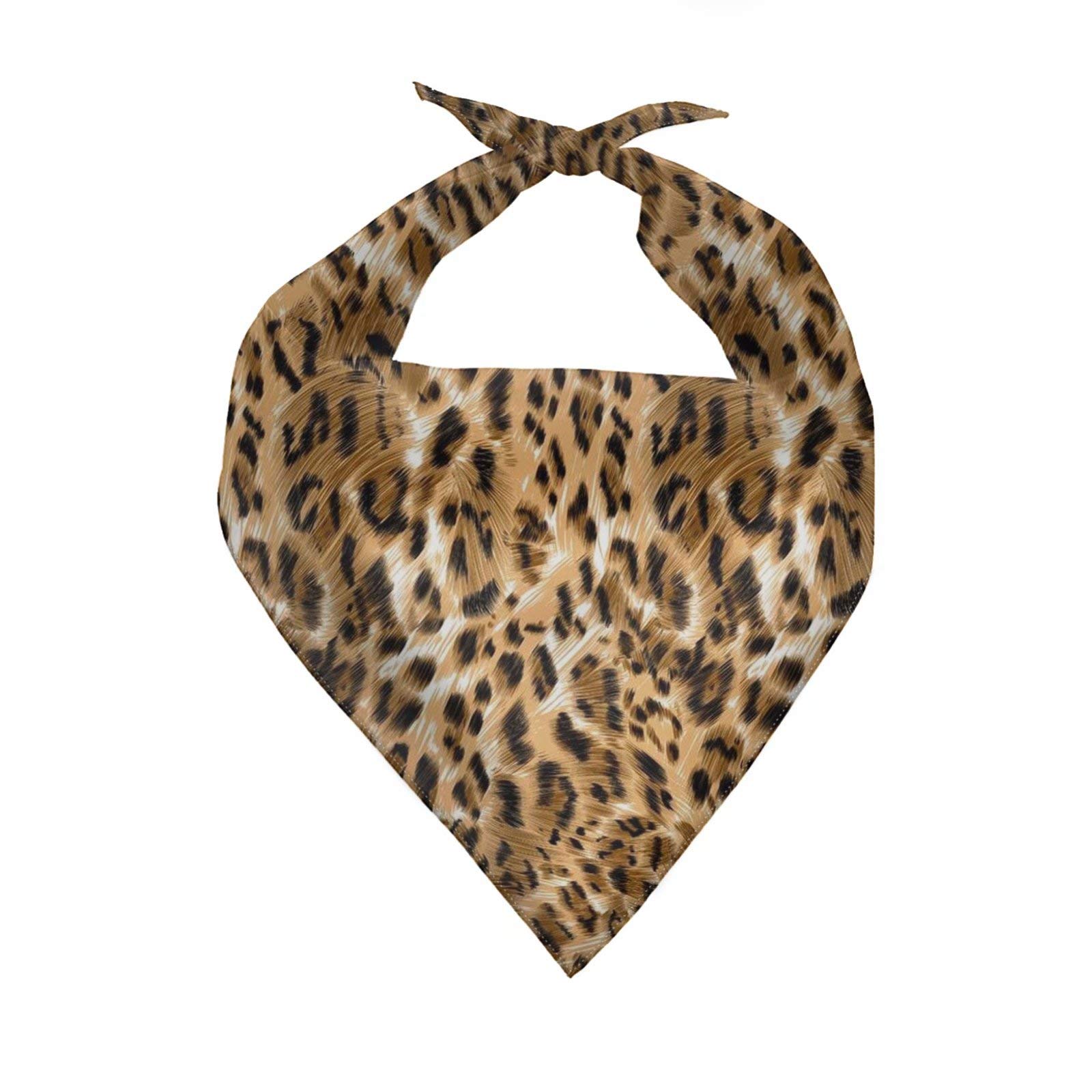 chaqlin Triangle Dog Bandana with Leopard Skin Print, Reversible Bibs Scarf, Washable and Adjustable Kerchief Set for Dogs Cats Pets