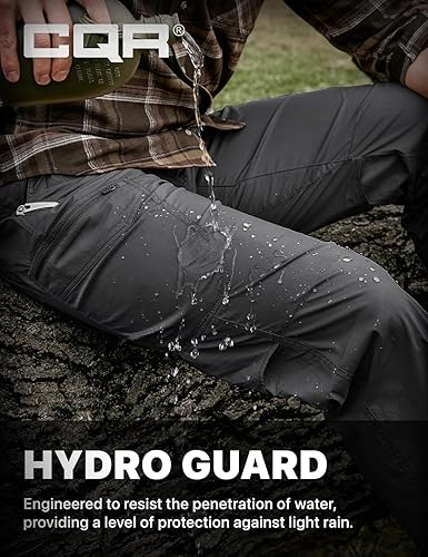 Miniatura 6 de CQR - Pantalones tácticos de secado rápido para hombres, resistentes al agua, para exteriores, ligeros, elásticos, tipo cargo, para trabajar o hacer