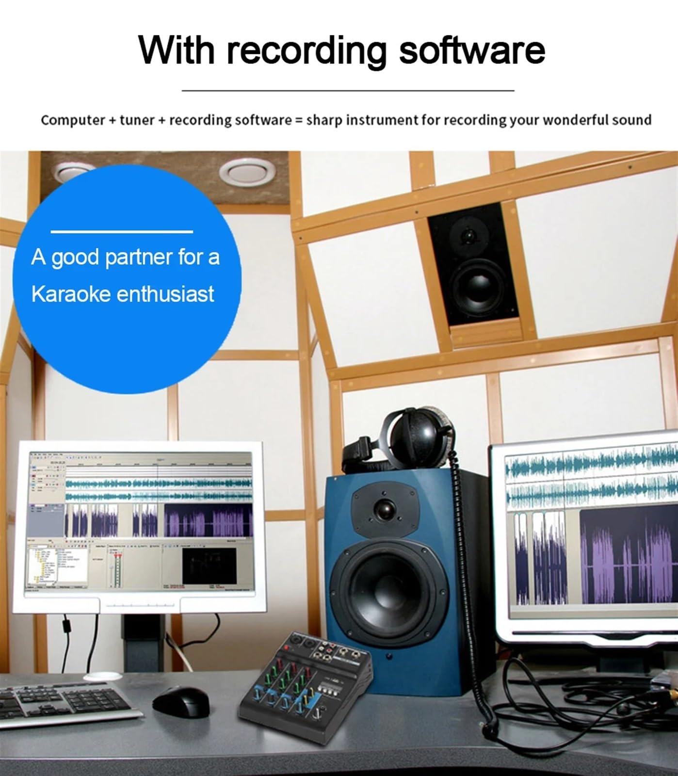 Mezclador de audio, Mezclador HD de 4 vías Au-dio sonido profesional con procesador efectos tarjeta equipo consola mezcla mezclador portátil Usb canales Para karaoke