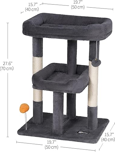 Miniatura 6 de FourFurPets Árbol para gatos, torre para gatos de 27 pulgadas, condominio para gatos, perca grande para gatos, cuevas para gatos, cesta para gatos,