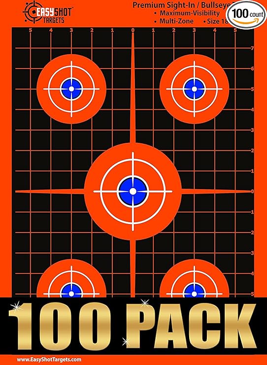 EASYSHOT Gun Targets for Shooting Range - High-Contrast Color Paper Targets With 1 x 1-inch Grid - Accessories for BB Gun, Rifle, Pistol, Airsoft - Indoor and Outdoor Practice