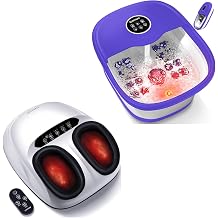 KNQZE Collapsible Foot Spa Bath with Heat, Foot Massager Machine with Heat, Shiatsu Deep Kneading Foot Massager with Remote, Compression, Multi-Massage Modes
