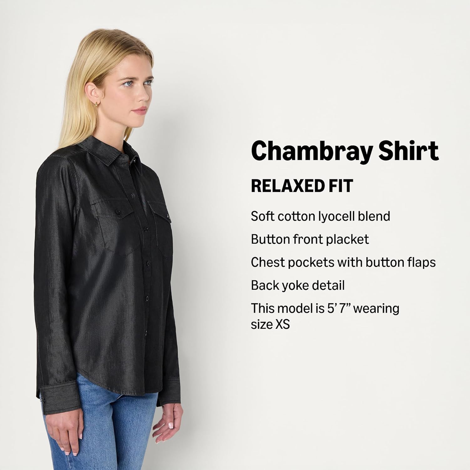 Amazon Essentials Women's Relaxed-Fit Denim Chambray Button-Down Long-Sleeve Shirt - Image 4