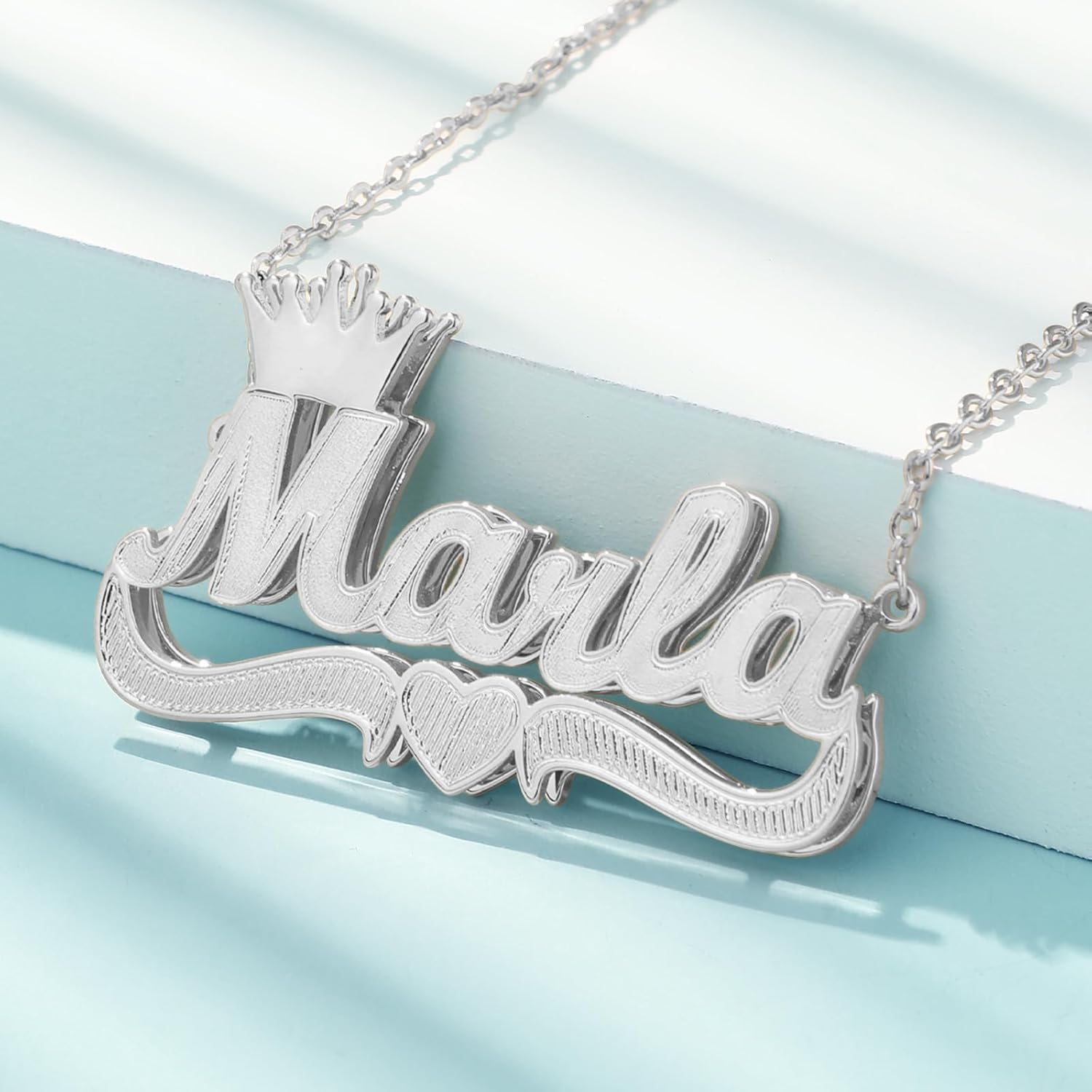 Drawelry Personalized Name Necklace Two Tone 18K Gold Plated Double Heart Pendant Custom Nameplate Jewelry Valentine's Gift for Women Men Couples Anniversary Birthday Gift