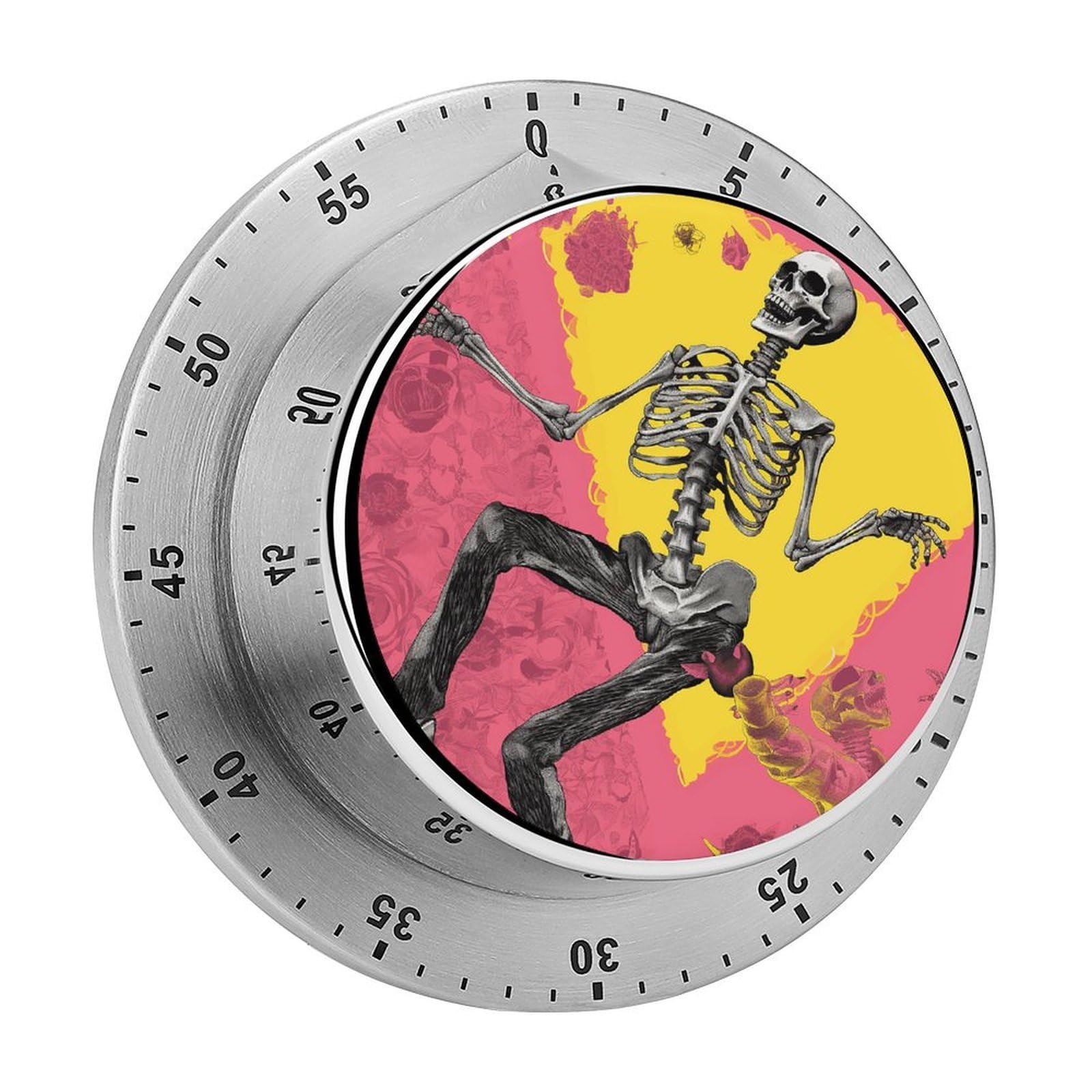 Peach Skull Kitchen Timers for Cooking Chef Stainless Steel Timer Clock with Loud Alarm Mechanical 60 Minute Wind Up Timers No Batteries Required Manual Countdown Timer