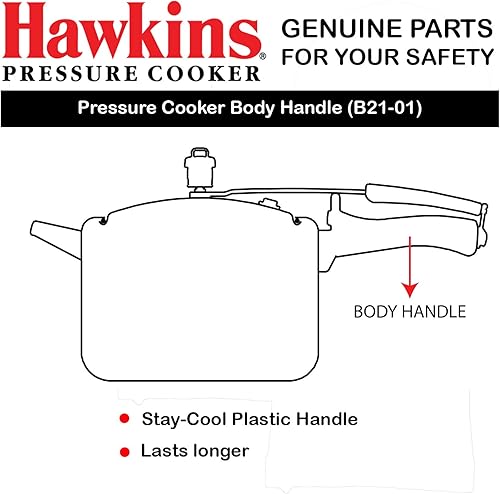 Miniatura 4 de Hawkins Par de manijas de cuerpo con perno y tornillo para ollas a presión Hawkins de 1,5 litros a 12 litros (BP BH95), color negro, estándar,