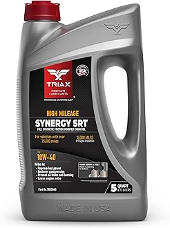 TRIAX Synergy SRT 10W-40 - Full Synthetic, Friction Modified Engine Oil - 20K Miles, API SP Licensed, 3x Wear Protection - Nano Boron and Moly Friction Modified (5 Quart)