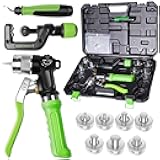 MERWOF Professional Hydraulic Tube Expander Tool Kit for 3/8 to 1-1/8 Inches Copper Pipes, Compact Swaging Tool HVAC Tool with Pipe Cutter, Deburring Tool for Copper Aluminum Pipe (7 Heads)