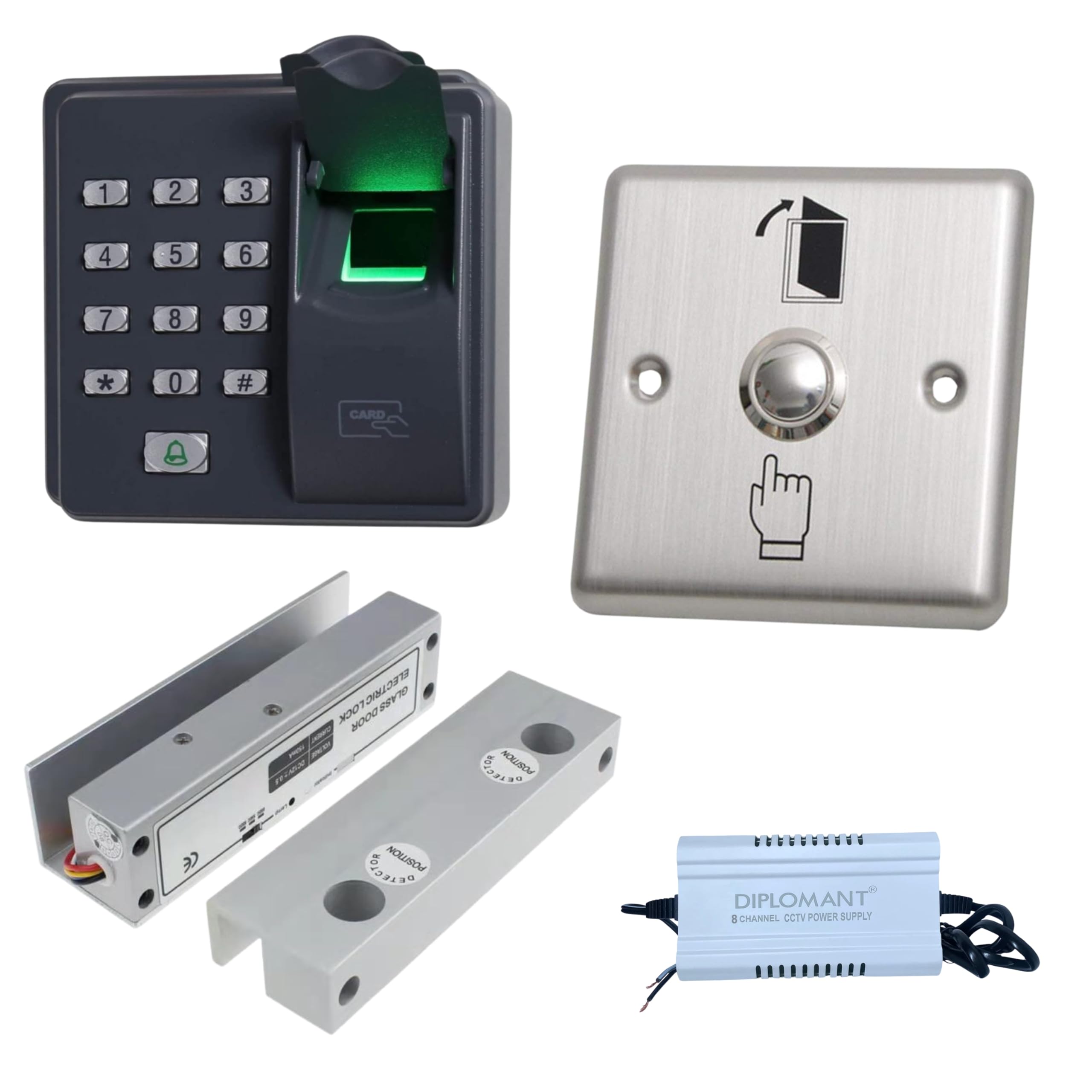 NAVKAR SYSTEMS Combo-CN287 Fingerprint Access Control System with EM Lock, Exit Push Button and 5A Power Supply (Dark Grey, Standard)-image-8