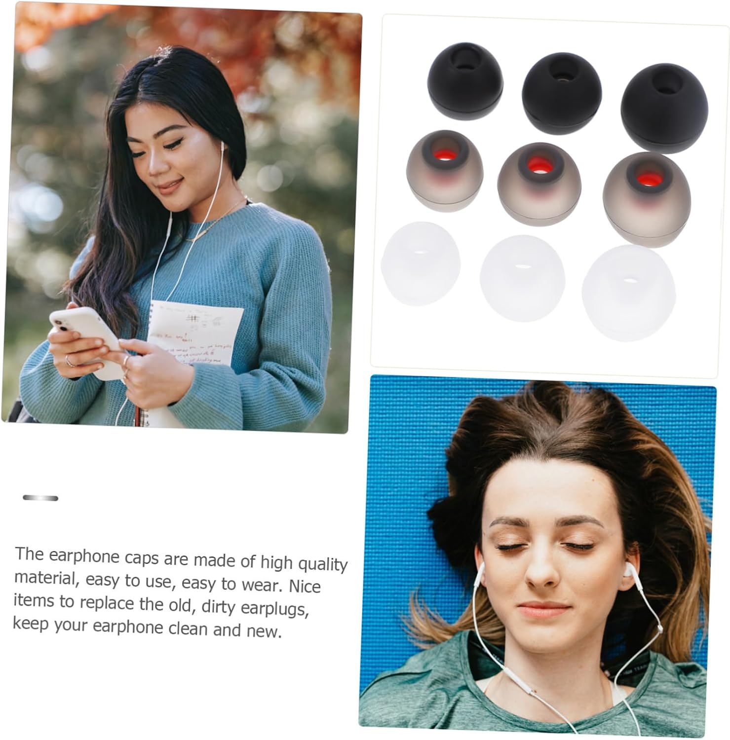 BESPORTBLE 108 Pcs Silicone Cap Silicon Earbud Cover Replacements Earphone Cap Replacement Comfortable Headphones Earphones Headsets Replacement Earphone Tips