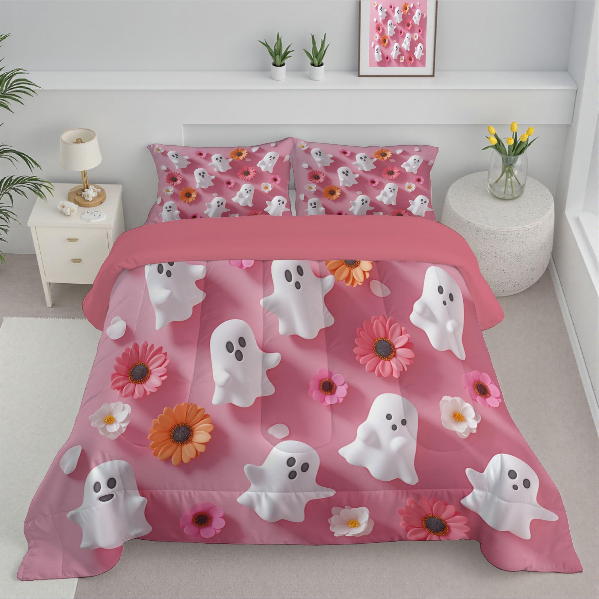 Edredon microfibre 240x220 cm lavable couette fine sans housse rose