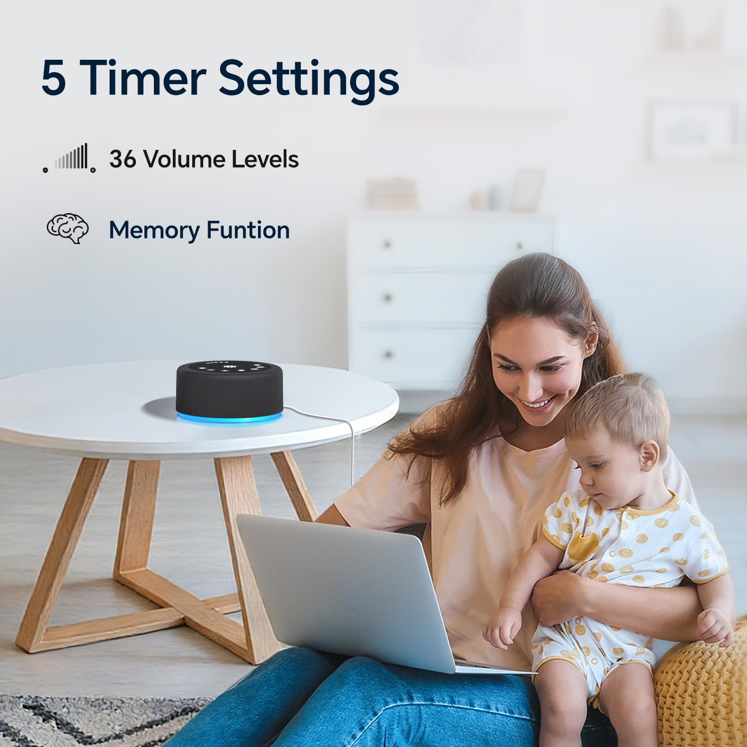 Sound Machine White Noise Brown Noise Machine Night Light 30 Non Looping Sounds 12 Lights 5 Timers Sleep Sounds Machine 36 Adjustable Volume Memory Function for Baby Kids Adult Home Office Travel