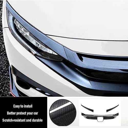 Vista 2 de Accesorios de automóvil para Honda Civic 10ª generación 2016-2021 para parachoques delantero, cubierta de moldura (estilo de fibra de carbono), ABS