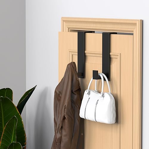 Miniatura 4 de WUIVIUT Paquete de 2 ganchos individuales resistentes para puerta de dormitorio en forma de L, gancho para colgar chaquetas, 1.77 pulgadas de ancho