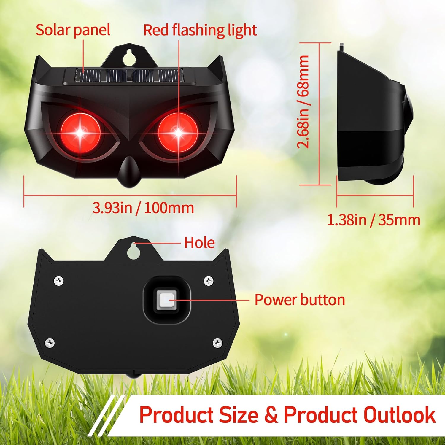Solar Animal Repeller Outdoor, Waterproof Predator Deterrent Lights with Red Flashing LEDs, Skunk Deer Coyote Fox Raccoon Repellent Devices for Yard Garden Farm Chicken Coop 4 Pack