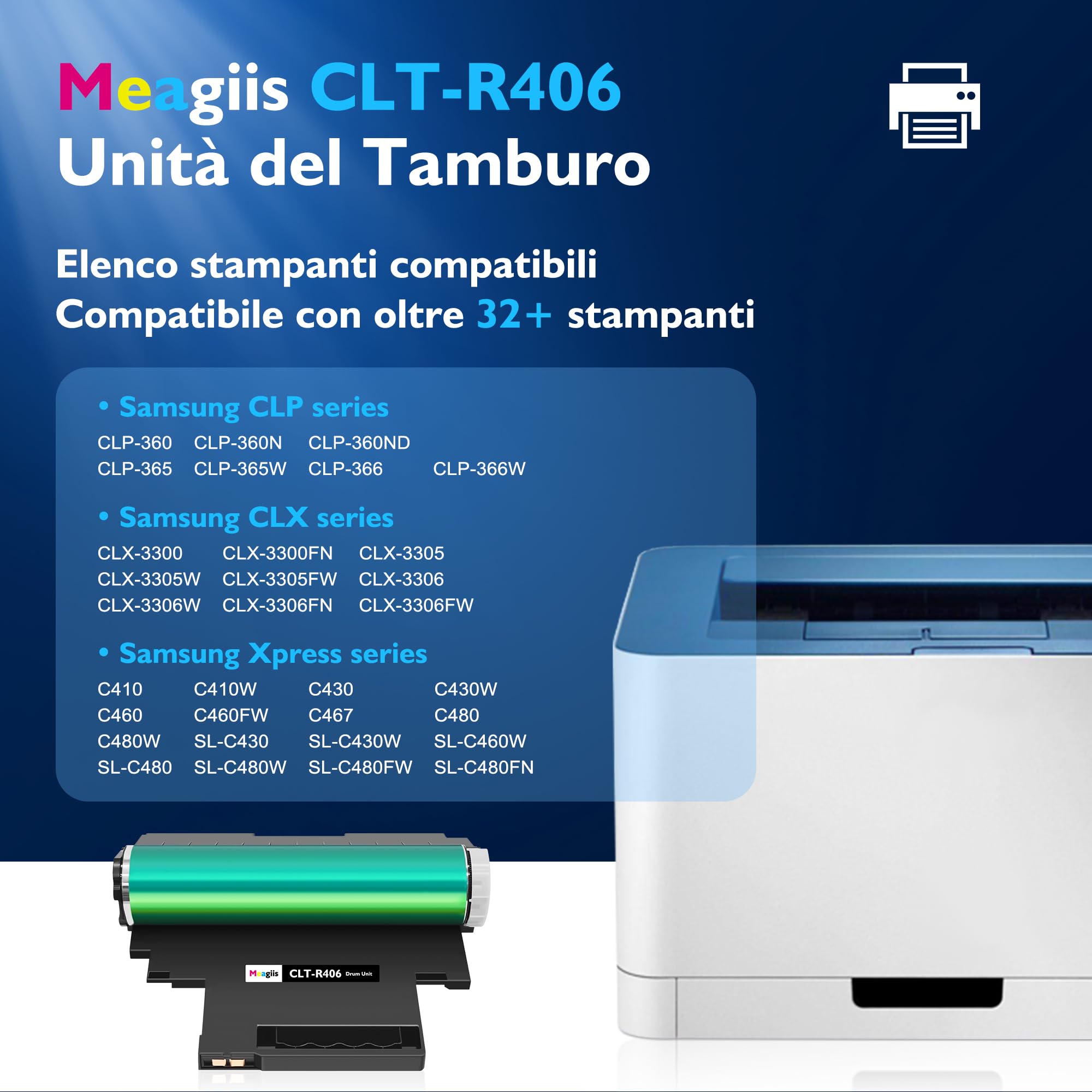 R406 CLT-R406 Tamburo Compatibile per Samsung R406 CLT-R406 CLT-R406/SEE Tamburo SU403A per Samsung CLP-360 CLP-365 CLX-3305 CLX-3300 SL-C430 Xpress C480fw C480w C430w C460w (1 Pacchetto)