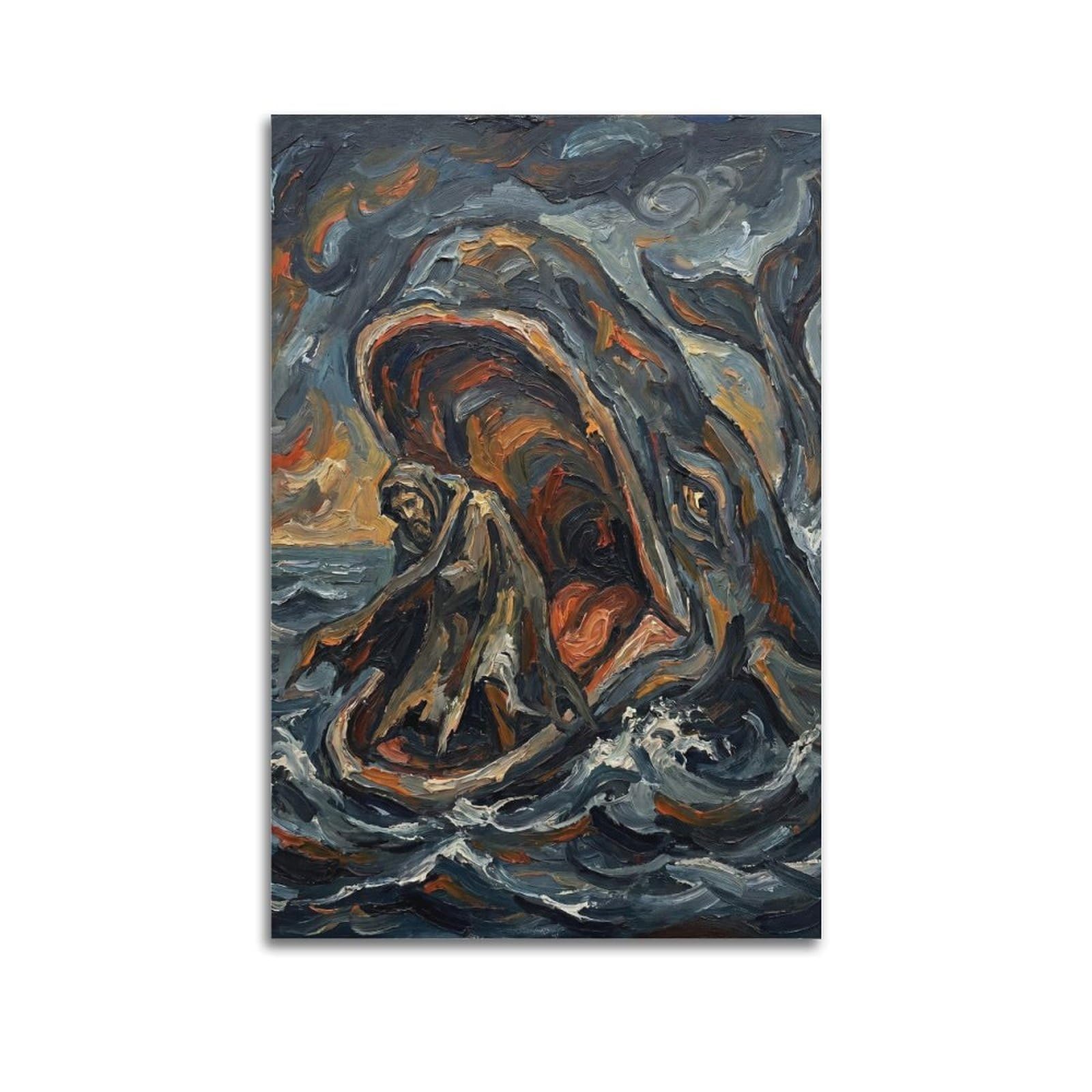 OKNGB Sacred Bible Religious Poster Jonah And The Whale Decorative Painting Canvas Art Picture 20x30inch(50x75cm)