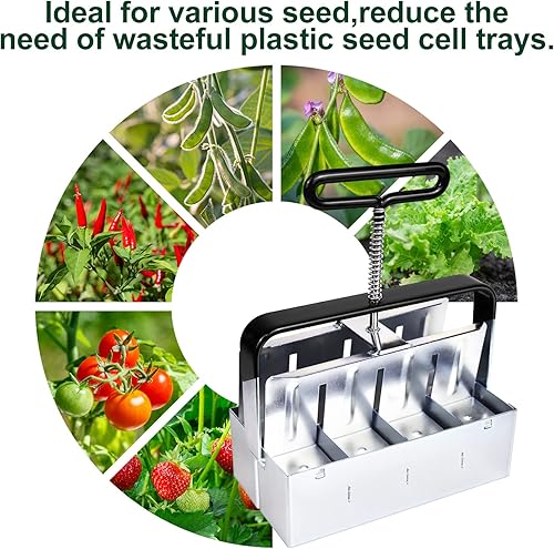 Miniatura 7 de Top Hill Fabricante de bloques de suelo mejorado, bloqueador de semillas de mano de 8 x 2 pulgadas con mango de agarre cómodo, mini herramienta de