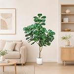 Figuier artificiel avec planteur blanc, 5ft Grand arbre Faux Tall Plantes artificielles Intérieur pour le bureau intérieur Salle de séjour Décor