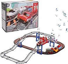 110 Pieces Race Track Set, 110 Pieces Electric Train for Kids with Battery Trains Multiple Slopes Various DIY Models Birthday Christmas Gift for Boys or Girls