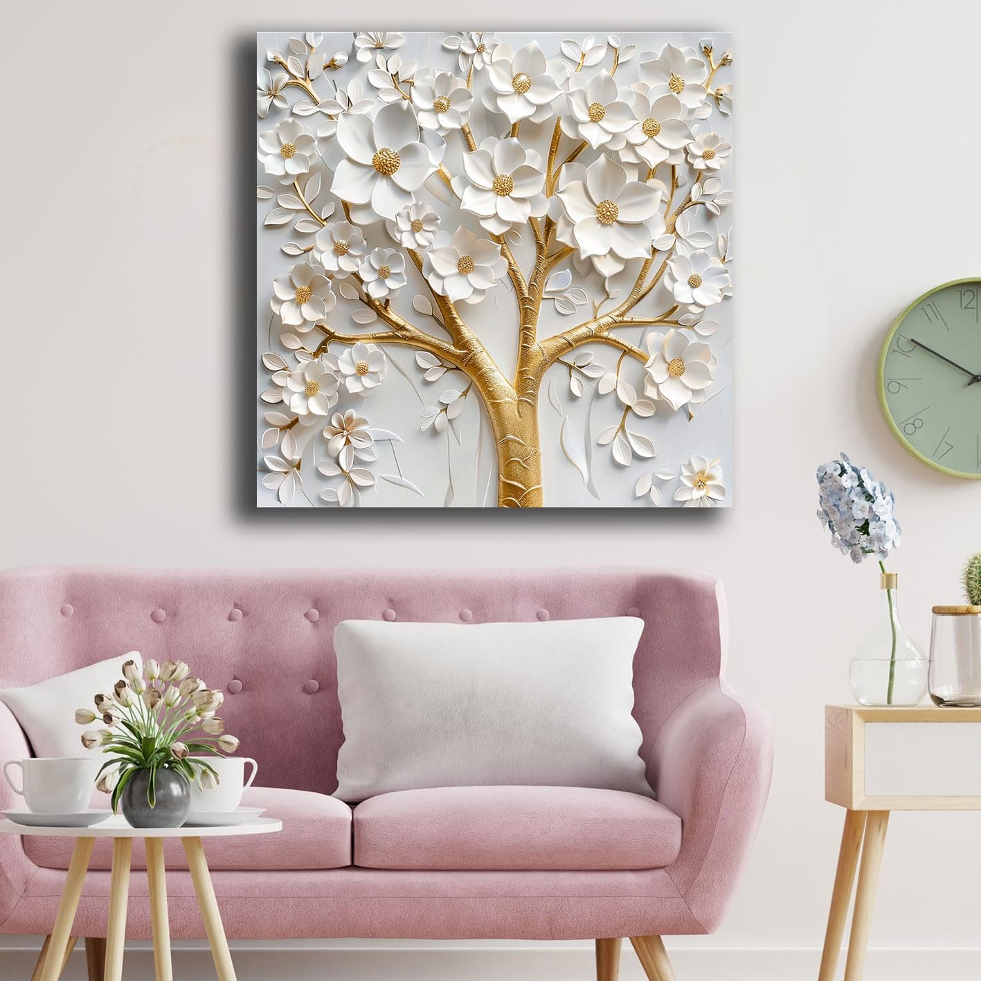 Quadro Moderno QUADRATO Camera da letto ALBERO della VITA Astratto Quadri moderni soggiorno da Parete XXL grande Stampa su tela Canvas Decorazione Murale muro (10, 100x100 cm, Canvas intelaiato)
