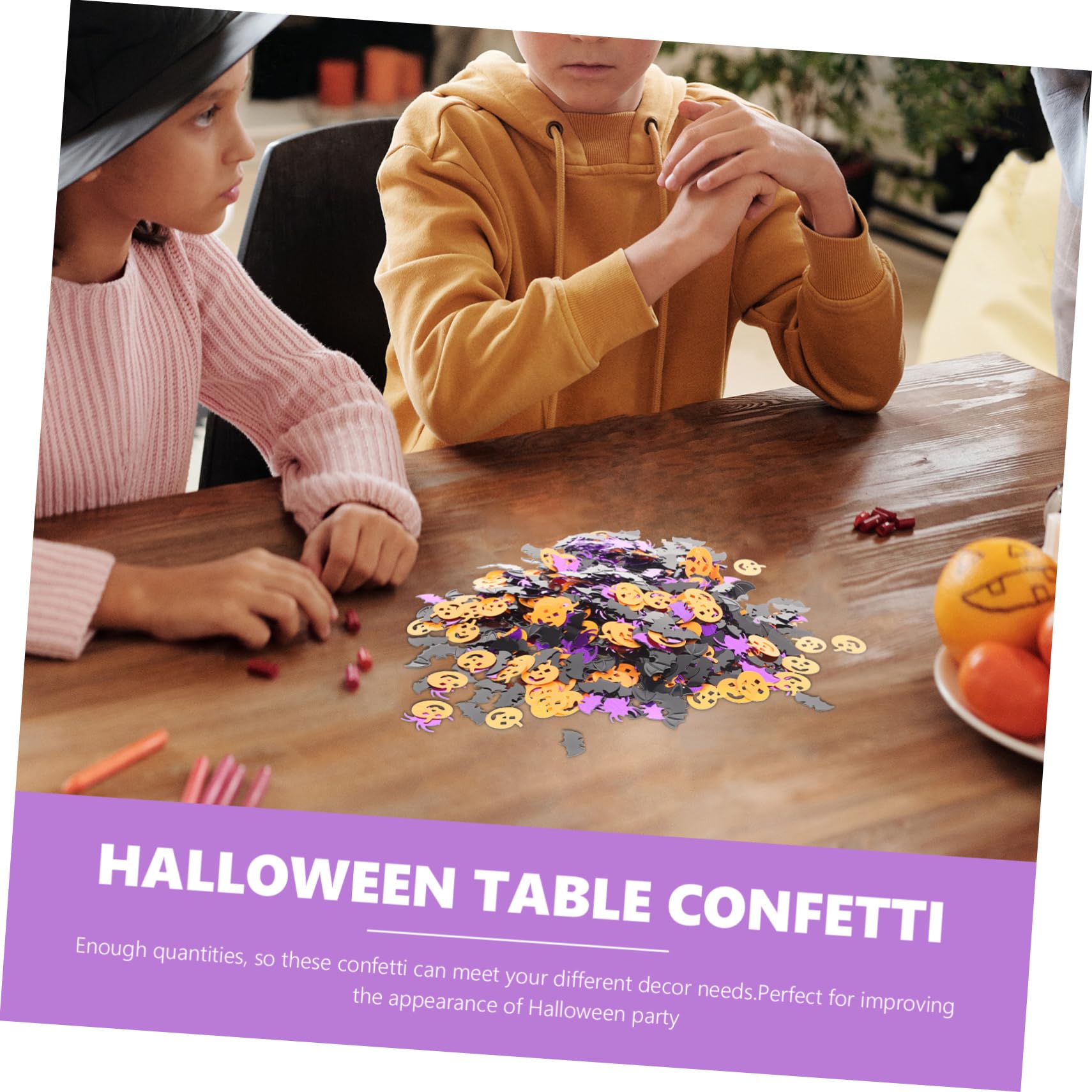 5-częściowy zestaw konfetti z tworzywa sztucznego do dekoracji stołu na Halloween, z konfetti nietoperza do rozsypywania na stole