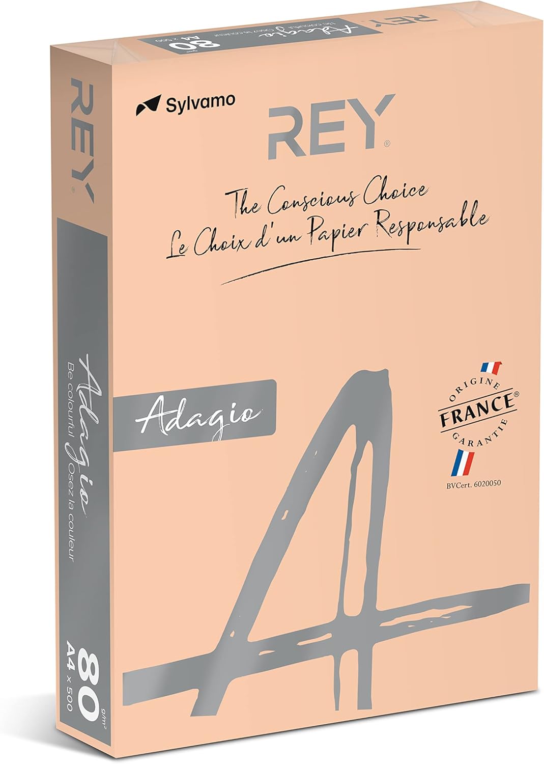 REY® ADAGIO, Papier Couleur Vert, 80g, A4, PEFC™, Ramette De 500 Feuilles