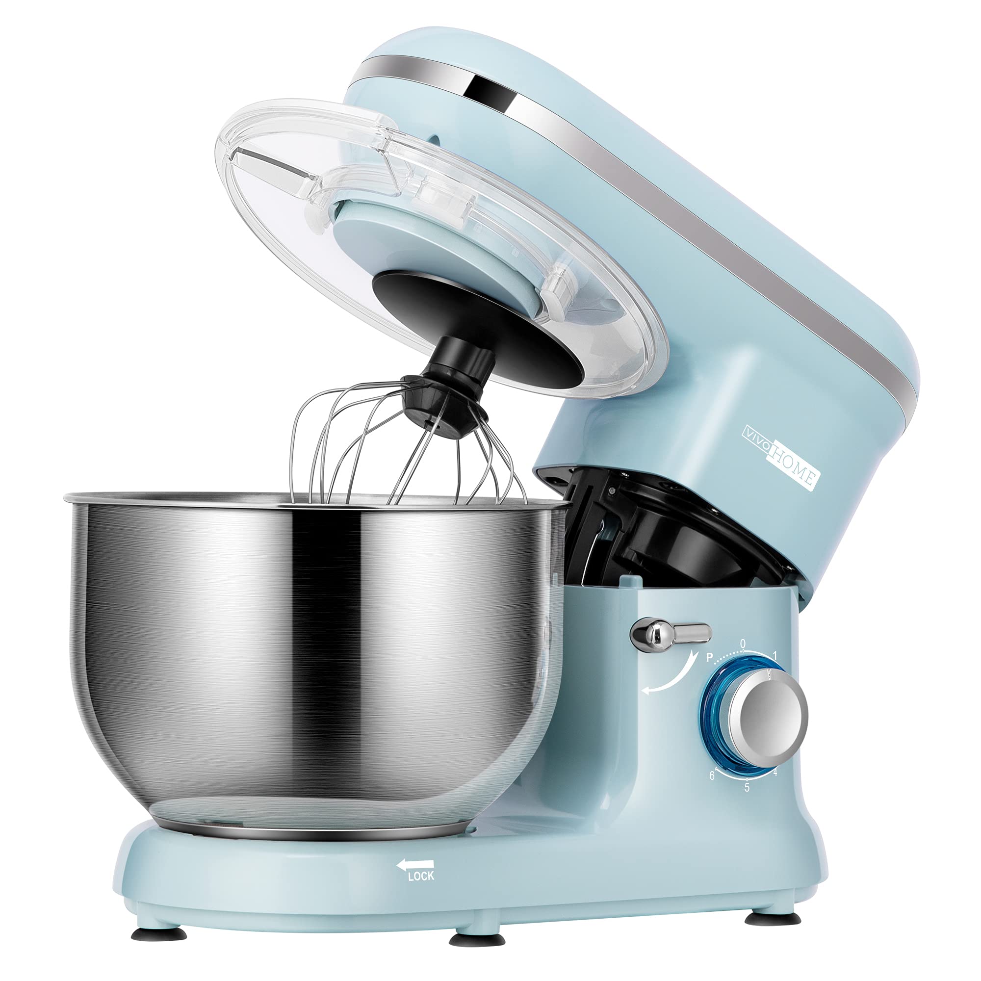 VIVOHOME Stand Mixer, 650W 6 Speed 6 Quart Tilt-Head Kitchen Electric Food Mixer with Beater, Dough Hook and Wire Whip, Blue