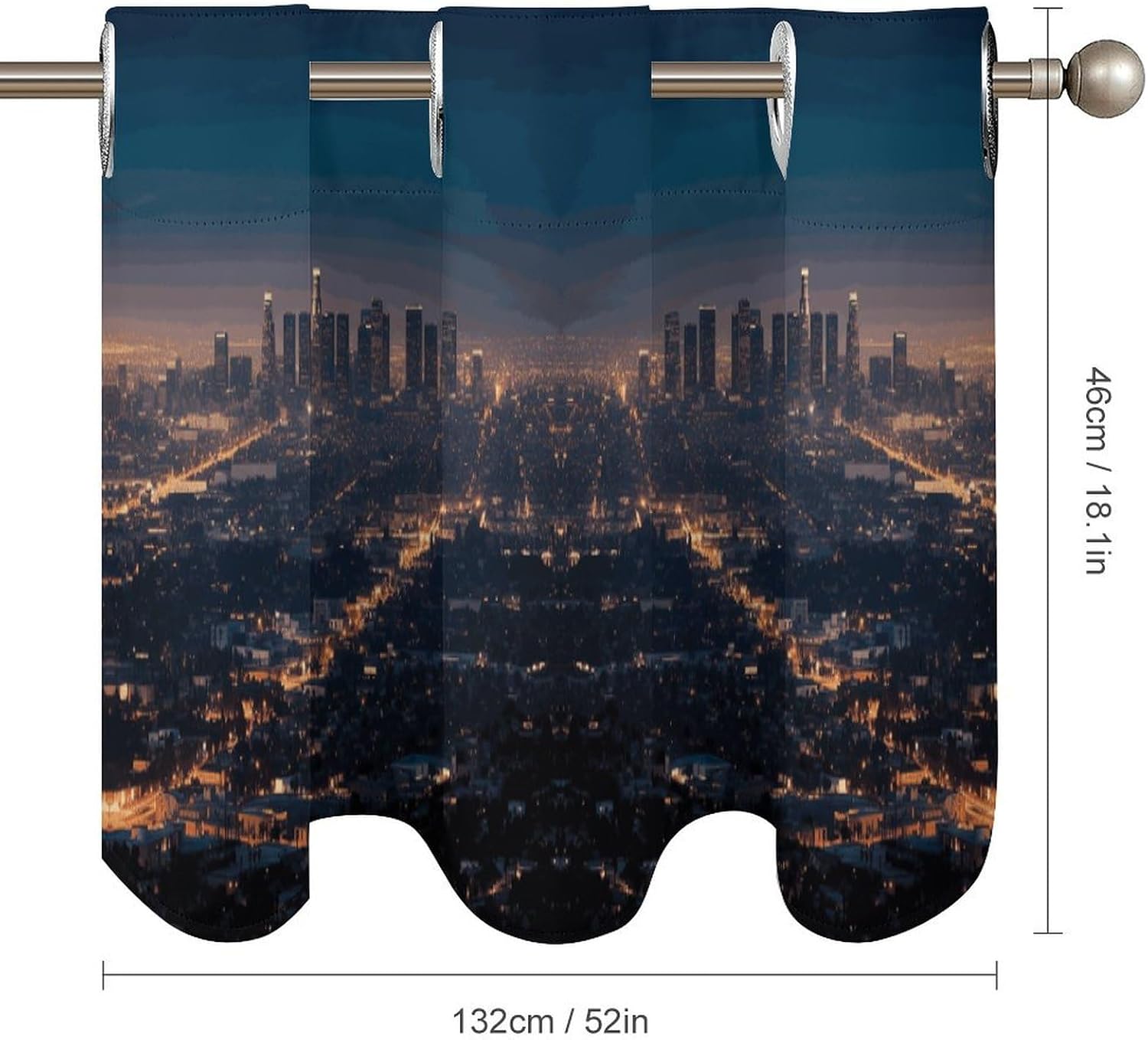 Small Window Curtains, Los Angeles Skyline Printed Mini Window Curtains Valance, Pocket Window Curtains are Suitable for Homes, Offices, Farmhouses, and Restaurants