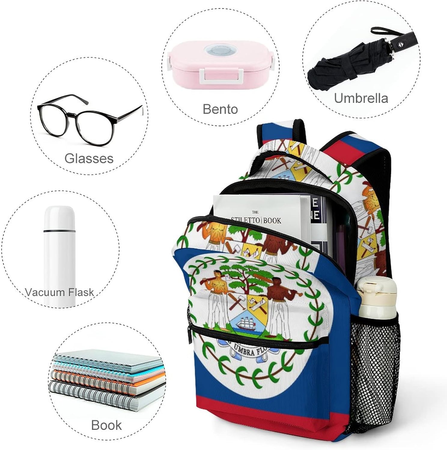 Belize Flag Cute Laptop Backpacks Travel Daypacks Unisex Fashion College Shoulder Bag