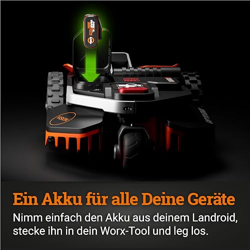 WORX LANDROID VISION WR213E.1, Robot Tondeuse sans fil périphérique 1300 m² Surf.max 1400 m², installation en 30 min, Caméra 4K + IA Adaptative, évite tous les obstacles, coupe des bordures, Multizone - 8