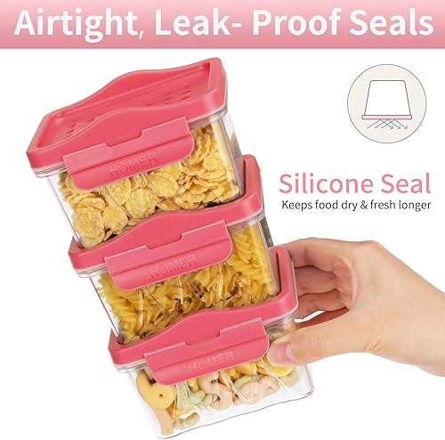 Miniatura 3 de HOMER Contenedores de almacenamiento de alimentos con tapas herméticas, juego de 9 recipientes de plástico sin BPA para despensa de cocina,