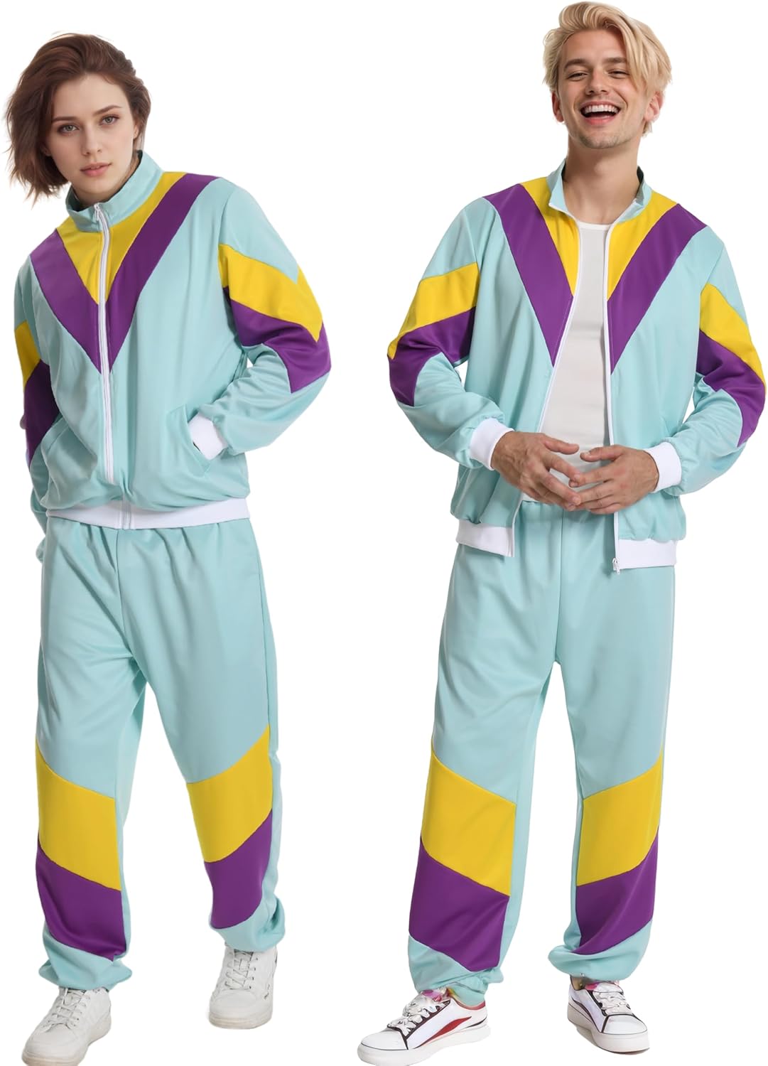 Seawhisper 80s 90s Outfit for Men Women Retro Track Suits Hip Hop Halloween Costume