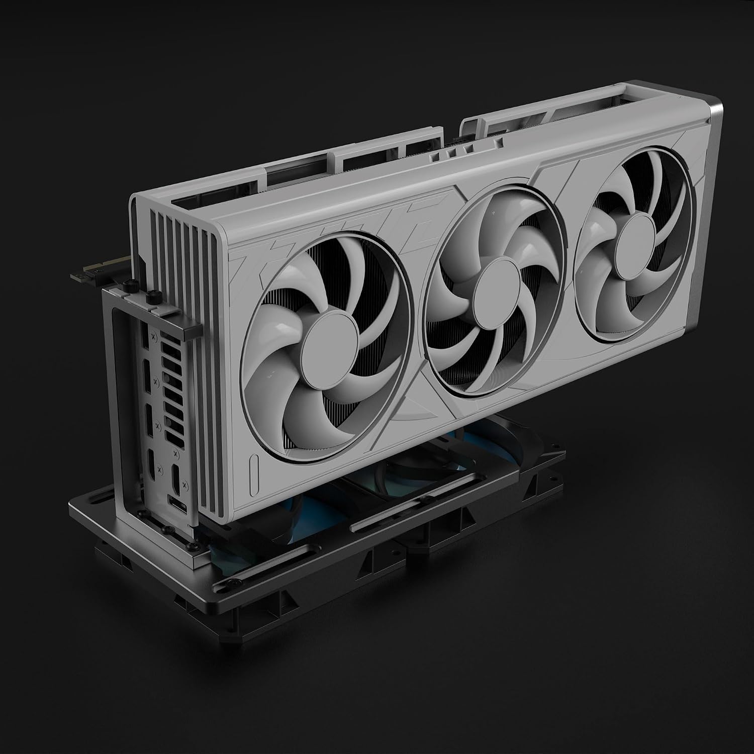 Vertical GPU Mount Bracket, Aluminum Alloy Graphics Card Holder with PCIe Riser Slot and 120mm Fan Support, Compatible with 2/3-Slot GPUs for Custom PC Builds image 4