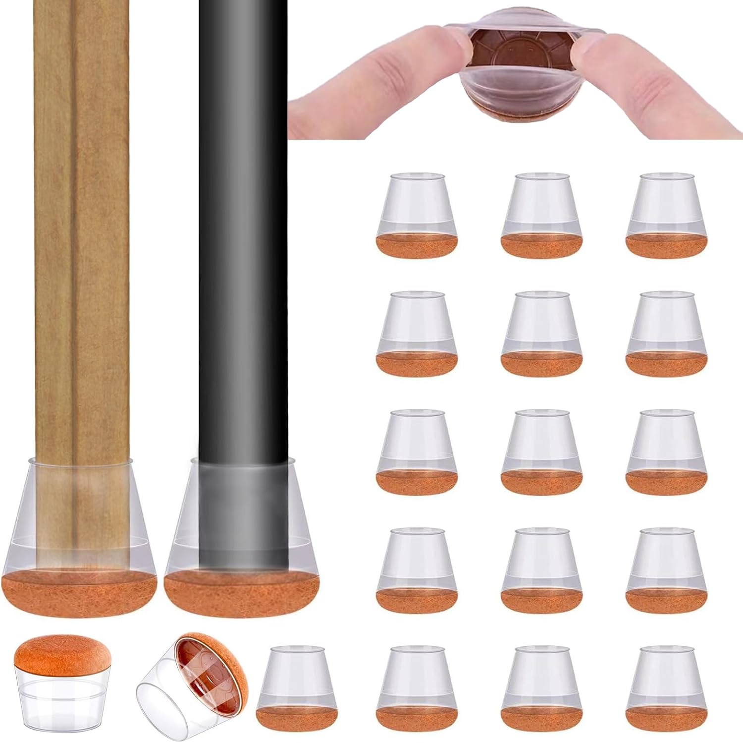 Chair Leg Caps with Felt, Protective Caps for Chair Legs, Round Chair Leg Caps, Rectangular