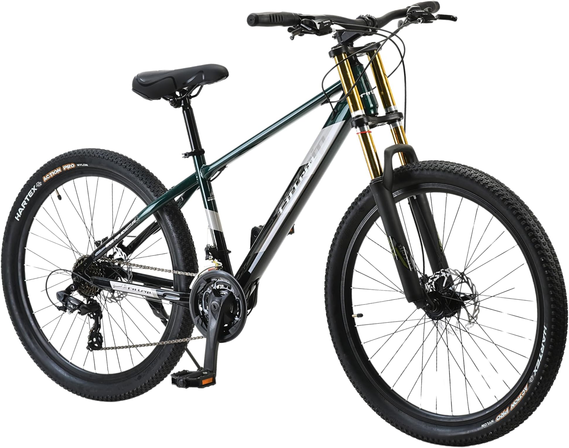 Super Dominator 26T Stunt Cycle | 21 SPD Shimano Gearset | DUALL Crown Suspension | 160MM Disk Brakes | Dual Tone Paintjob with Crystals | Unisex MTB (British Racing Green)